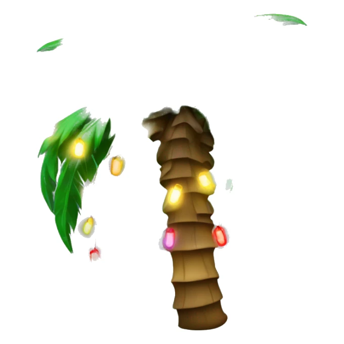 Palm tree with colorful Christmas lights around it sticker