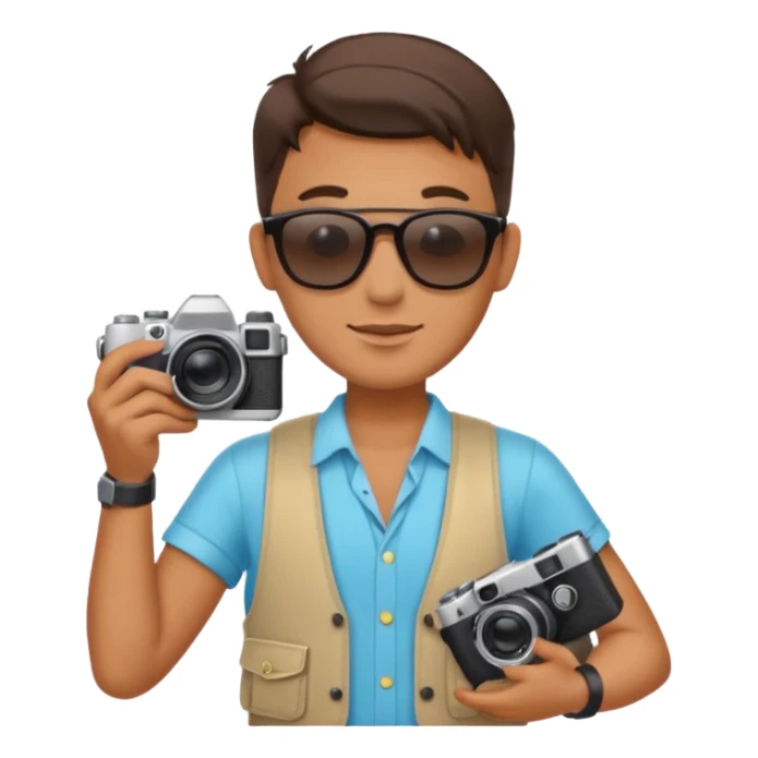 fotographer with summer clothes and sun glasses sticker