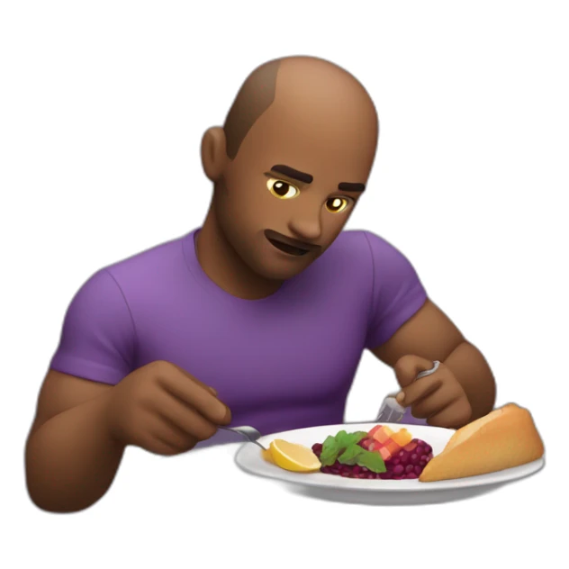 Persona comiendo una berenjena morada y alargada sticker