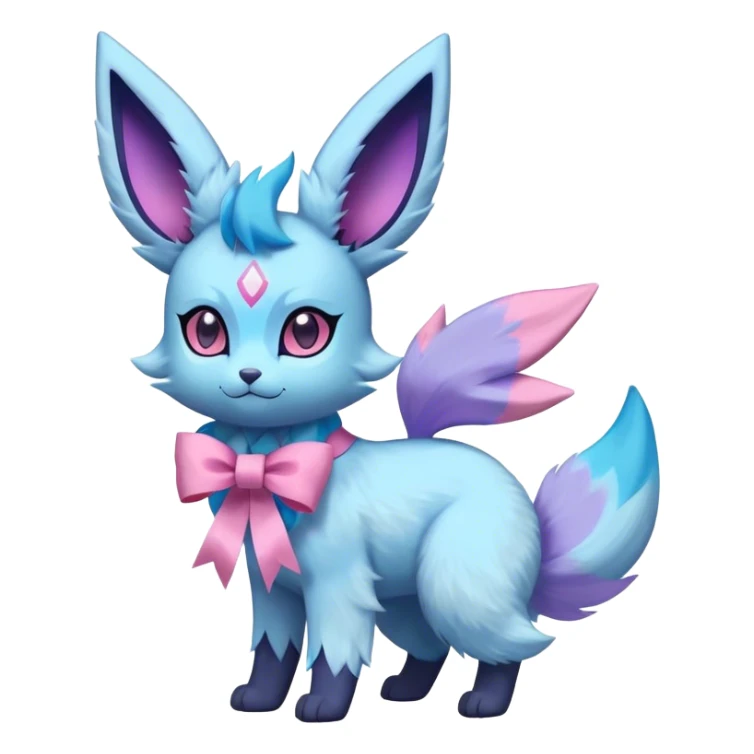 Fluffy celestial Glaceon-Espeon-Sylveon-Umbreon-hybrid, full body sticker