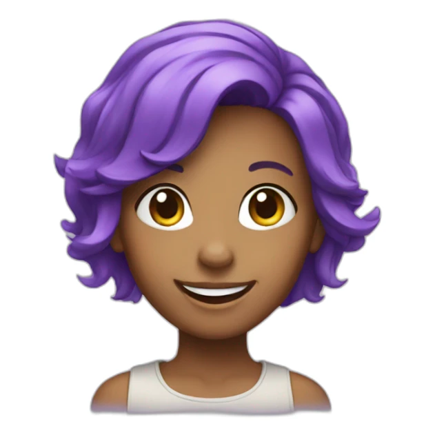 girl with purple hair smiling sticker