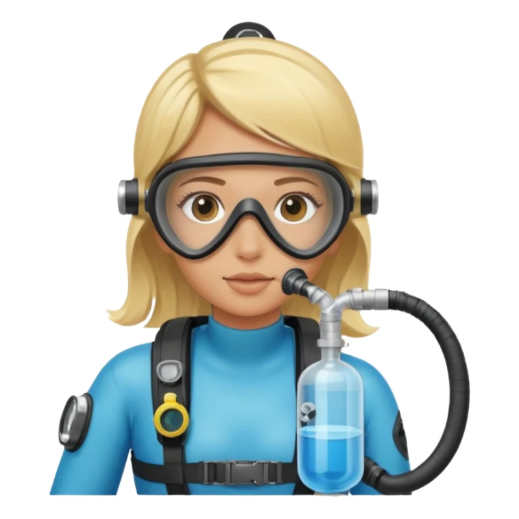scuba diving girl blonde with oxygen tank sticker