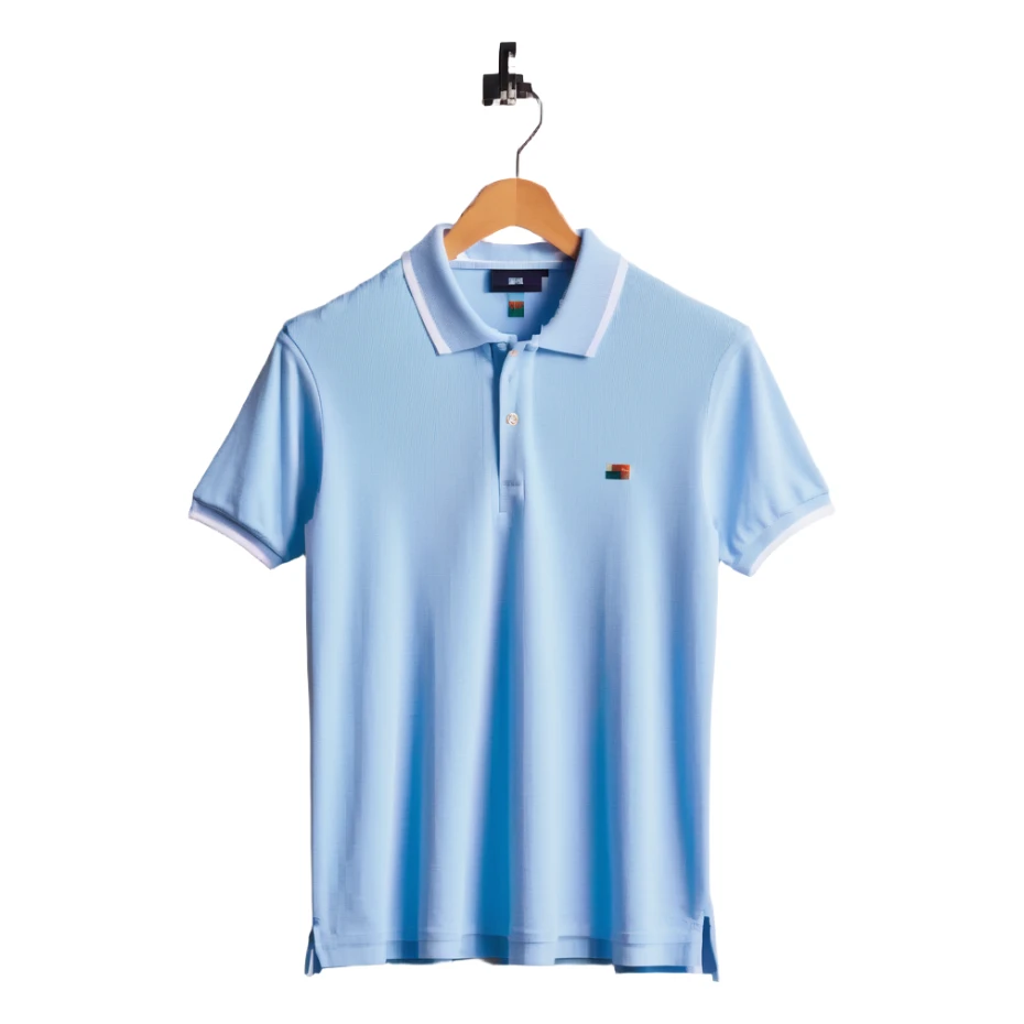 A short-sleeved polo shirt in a ribbed texture, front view sticker