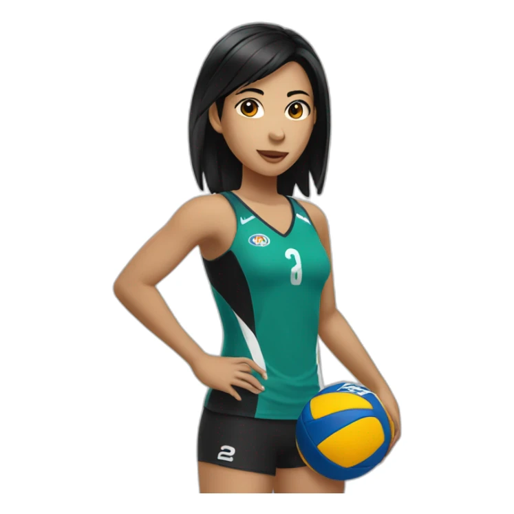 Voley player female with black hair playing sticker
