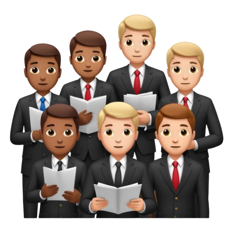 5 mens in business suits studying papers sticker