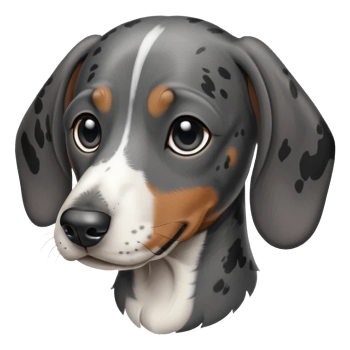 black white and gray brindle dachshund-great dane face sticker