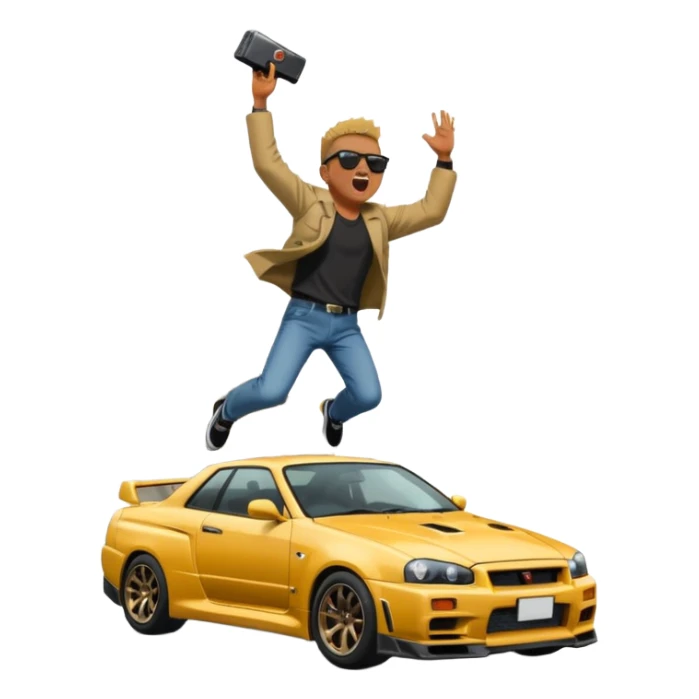 Nissan Skyline R34 Gtr Fall in CLIFF Man screaming  sticker