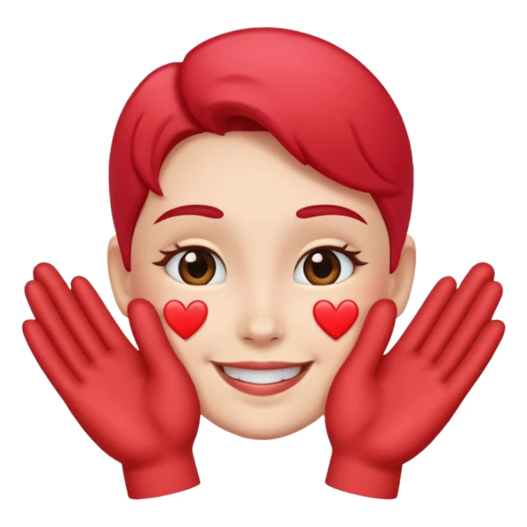 Kissing face with heart hands sticker