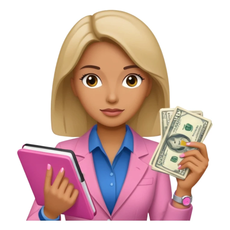 Libreta rosa, reloj femenido blanco y un dolar sticker