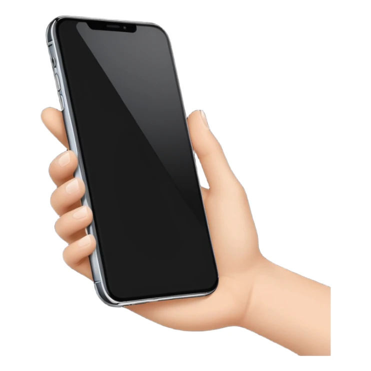 one hand showing iphone 17 pro with black screen, only hand and phone sticker
