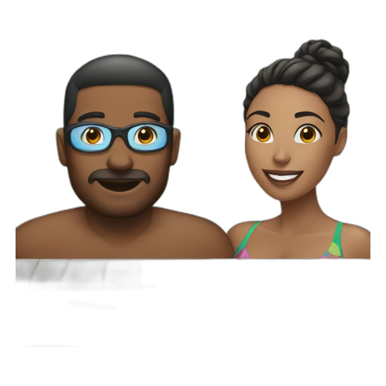 man and beautiful woman in swimming pool sticker