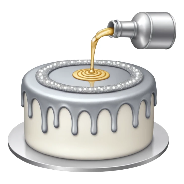 siler glitter being poured onto a cake  sticker