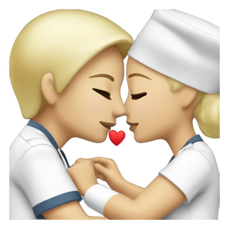Blonde nurse kissing Asian nurse  sticker