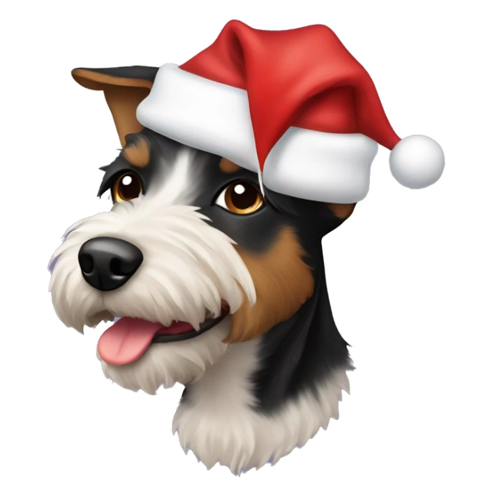 Black and brown terrier dog with Santa hat sticker