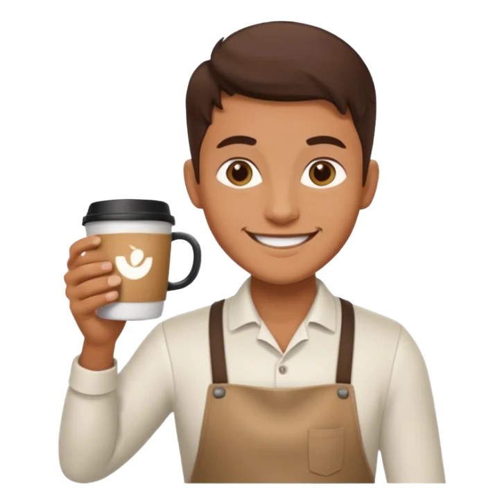 barista with one big cup of coffee sticker