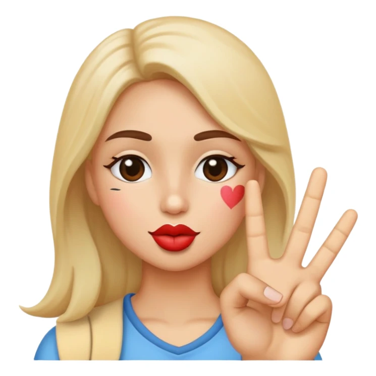 kiss face with peace sign hand  sticker