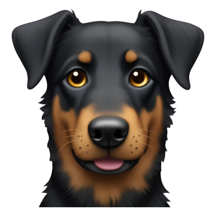 beauceron with slightly fluffy hair, dark eyes and long ears sticker