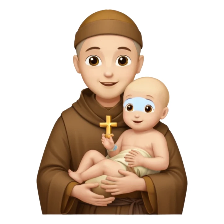 Saint Anthony dressed as a monk and holding the baby Jesus in his lap. sticker
