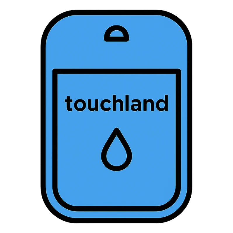 blue Touchland hand sanitizer, minimal, product icon, clean, modern sticker