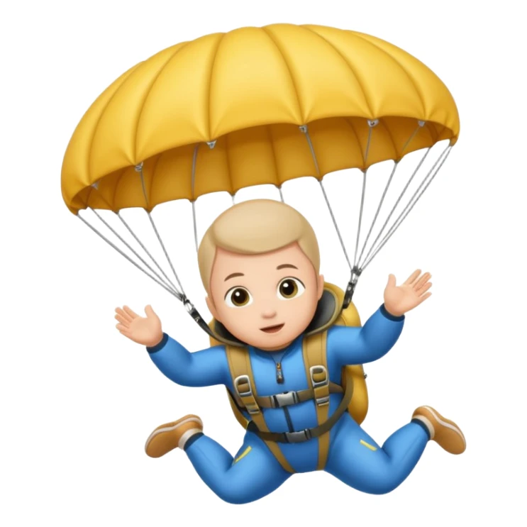 Skydiving baby with parachute and UFO sticker