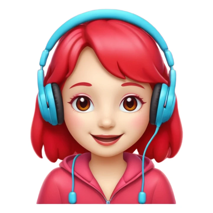 cartoon strawberry girly with headphones sticker