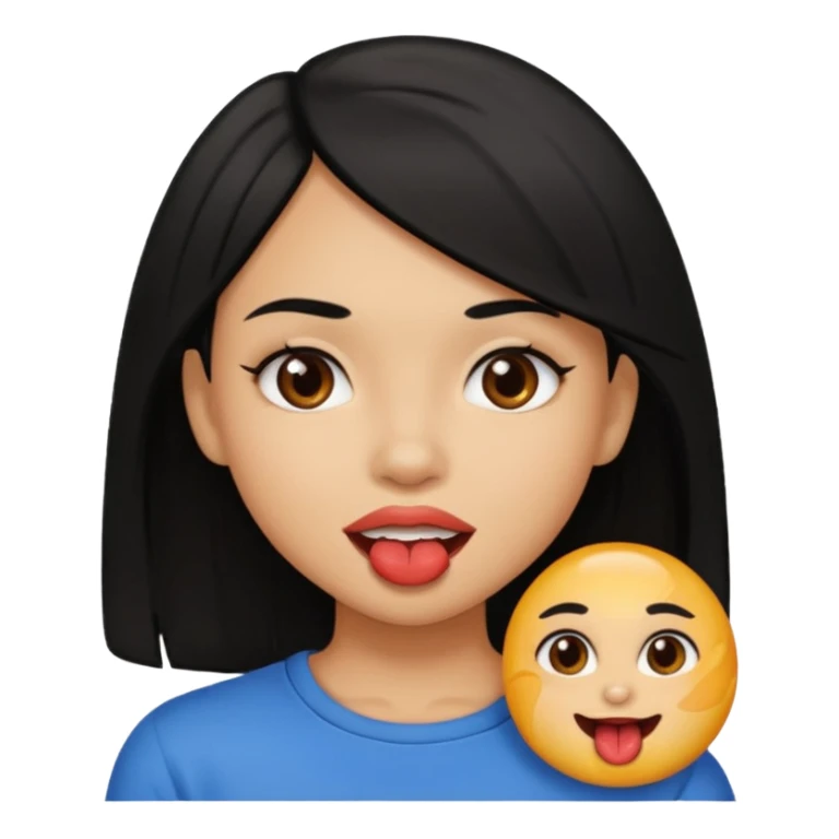 Brown light skin girl straight black hair biting her lips like this 🫦 sticker