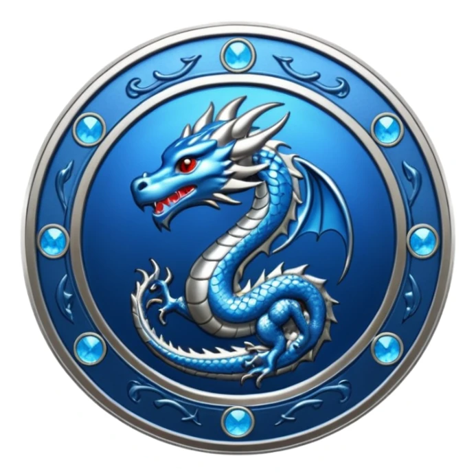 blue platinum coin with a dragon at the center  sticker