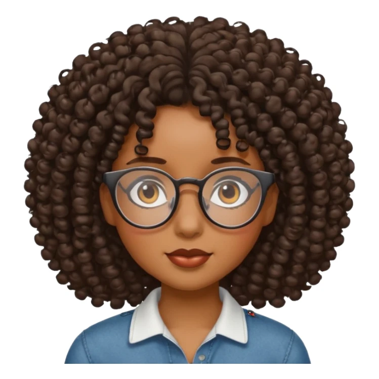 Black girl with curly hair and glasses sticker