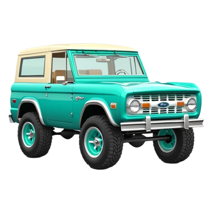turquoise green classic ford bronco with slot alminum wheels sticker