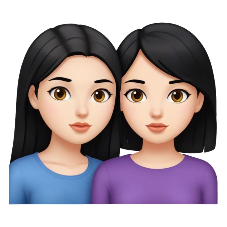 Two girls one brunette and one hair black sticker