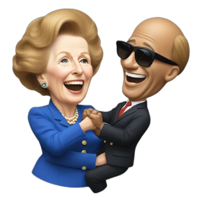 Margaret Thatcher getting tickled by Mr Motivator sticker