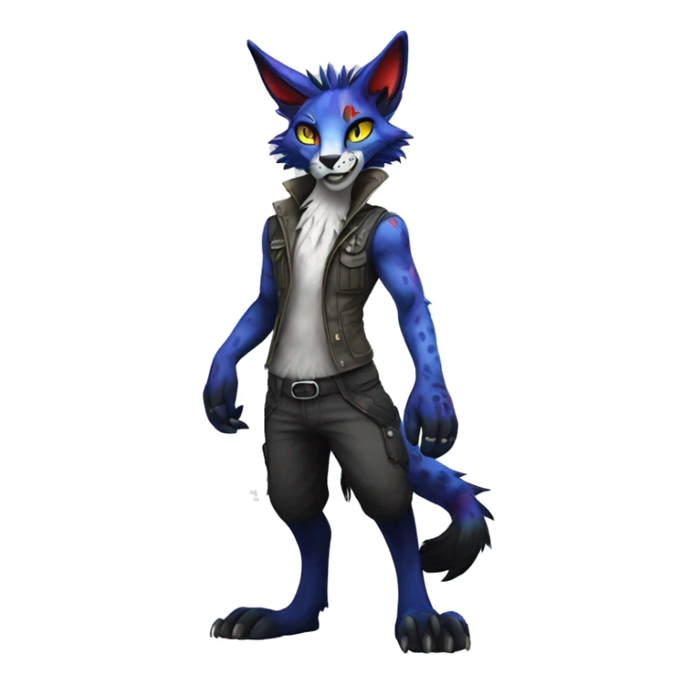 Anthro Epic Edgy Colorful Sergal-Serval-Vernid full body sticker