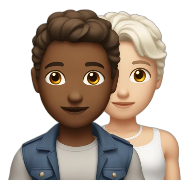 Two brown twins with brown eyes, one large and slightly large the other smaller but more muscular very beautiful and white skin sticker