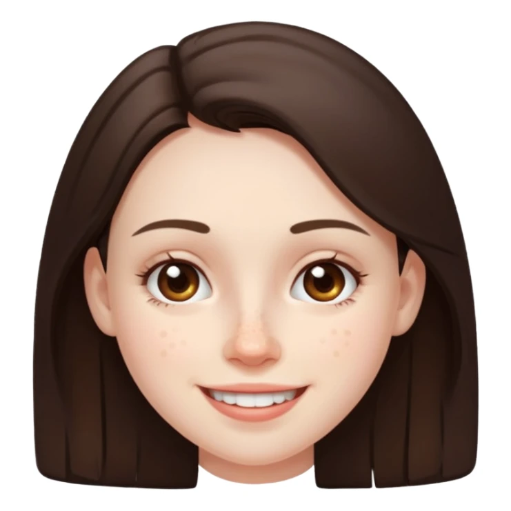 brunette with pimples on her cheek and forehead, still smiling (very visible spots) sticker