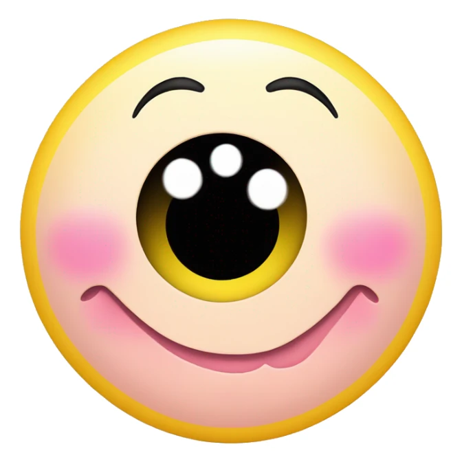 Create a circle regular yellow-faced emoji with large, sparkling eyes and pink blush on the cheeks to convey shyness and affection. The face should have no mouth, symbolizing the hesitation to express feelings no hair , no mouth , no eye brows sticker