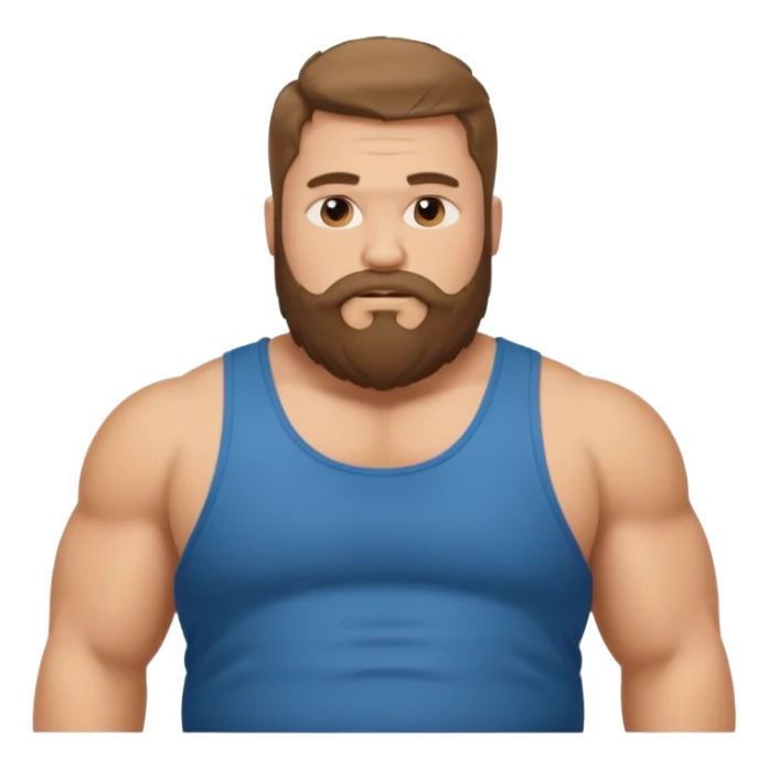 Long hair fat muscle men with beard in tank top sticker