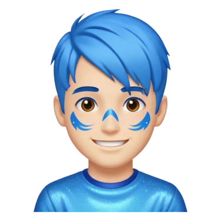 glitter blue gamer boy happy blue hair sticker