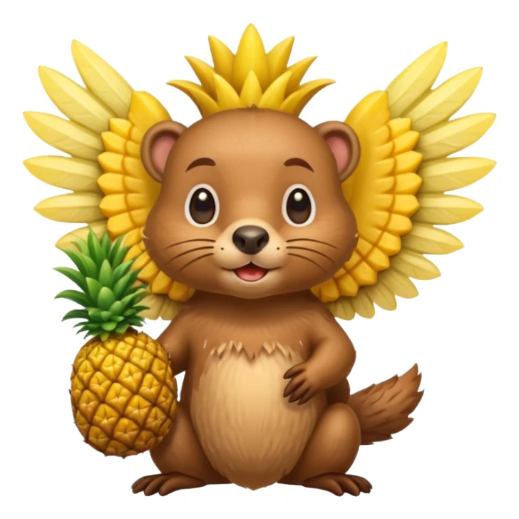 Castoro con le ali e con i capelli a forma di ananas  sticker