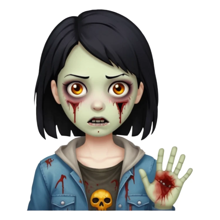 Zombie girl with black hair sticker