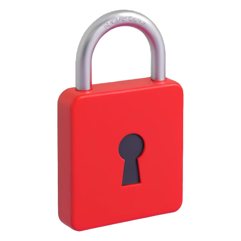 red padlock isolated on white background sticker