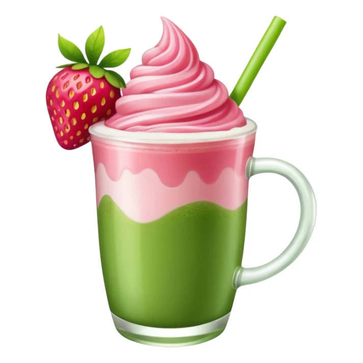 Strawberry pink and green matcha drink sticker