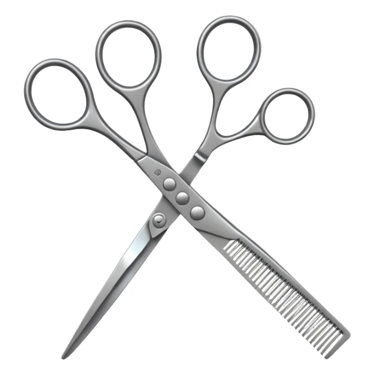 Make into an emoji with hair shears and a comb 2D sticker