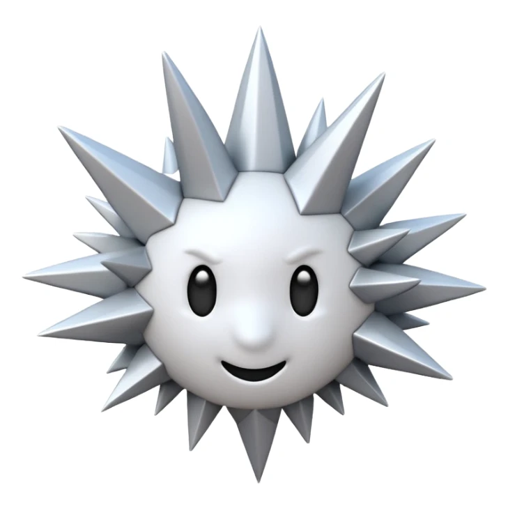 iOS-style 3D emoji: jagged abstract burst with irregular sharp spikes, bright white and light gray tones, subtle glossy reflections, conveying sudden impact; no circles, no yellow, no faces, no text sticker