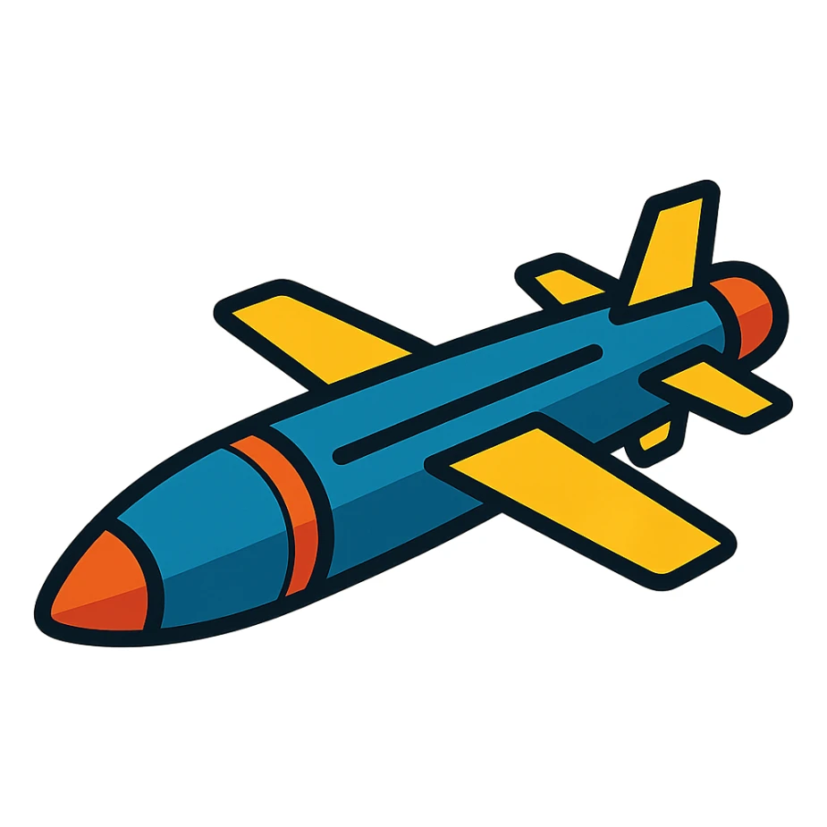 stylized cartoon style cruise missile sticker