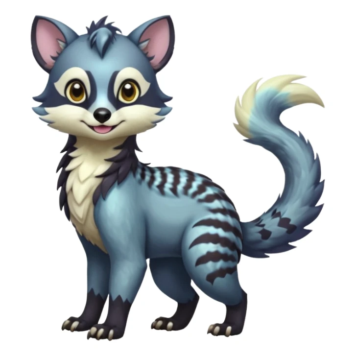 Colorful dark tropical iridescent pastel white glorious divine exotic cute cool beautiful shiny beautiful fantasy-civet-sergal-vernid-Gryphon-Cacomistle-oncilla-animal-Fakémon-hybrid-fursona (full body) sticker