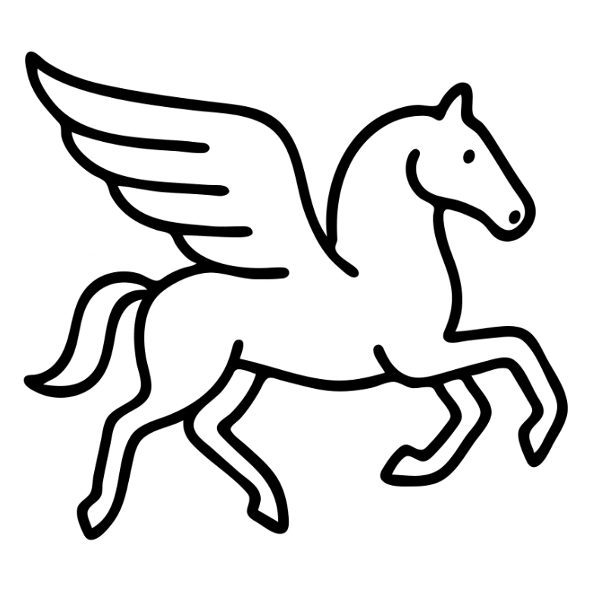 Elegant Pegasus with wings outstretched, flying horse in profile view sticker