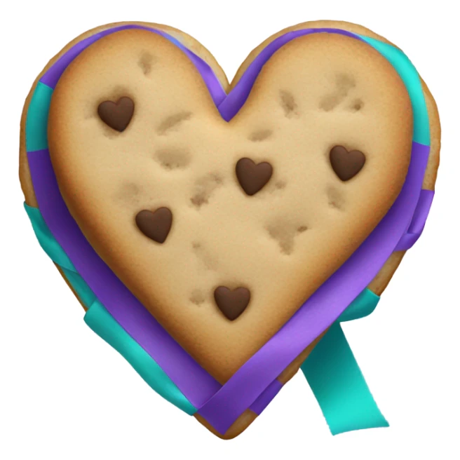 Cookie heart with teal purple awareness ribbon sticker
