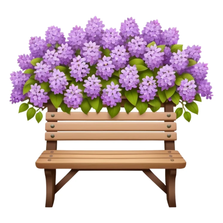 wooden bench surrounded by lilac flowers emoji sticker