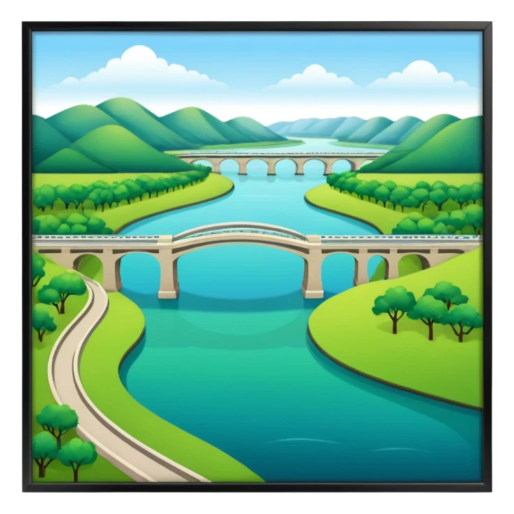 Hangang river with bridges and green park sticker