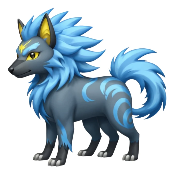 Storm-Grey Cloud-Swirled Heavy-Maned Thunder-Marked Electric Luxray-Manectric hybrid creature (full body) sticker